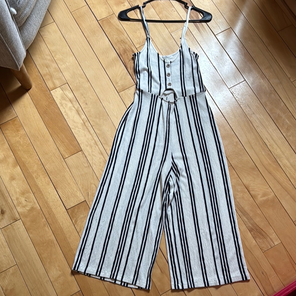 Striped Jumpsuit in Black and White